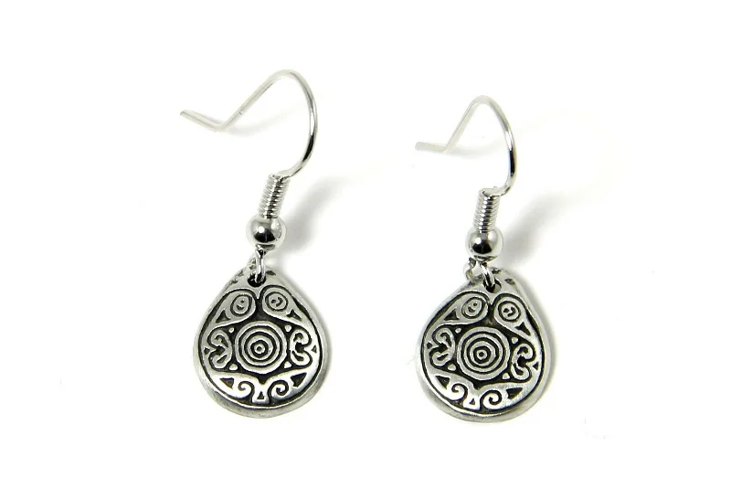 Women's family earrings-Irish Pewter Wheel of Being Earrings