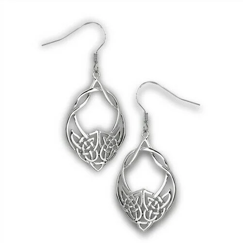 Women's gift earrings-STAINLESS STEEL CELTIC WEAVE EARRING