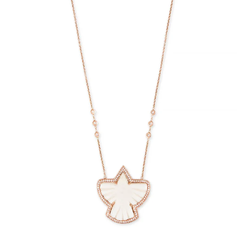 Women's Christmas necklaces-PAVE BONE THUNDERBIRD 6 DIAMOND NECKLACE