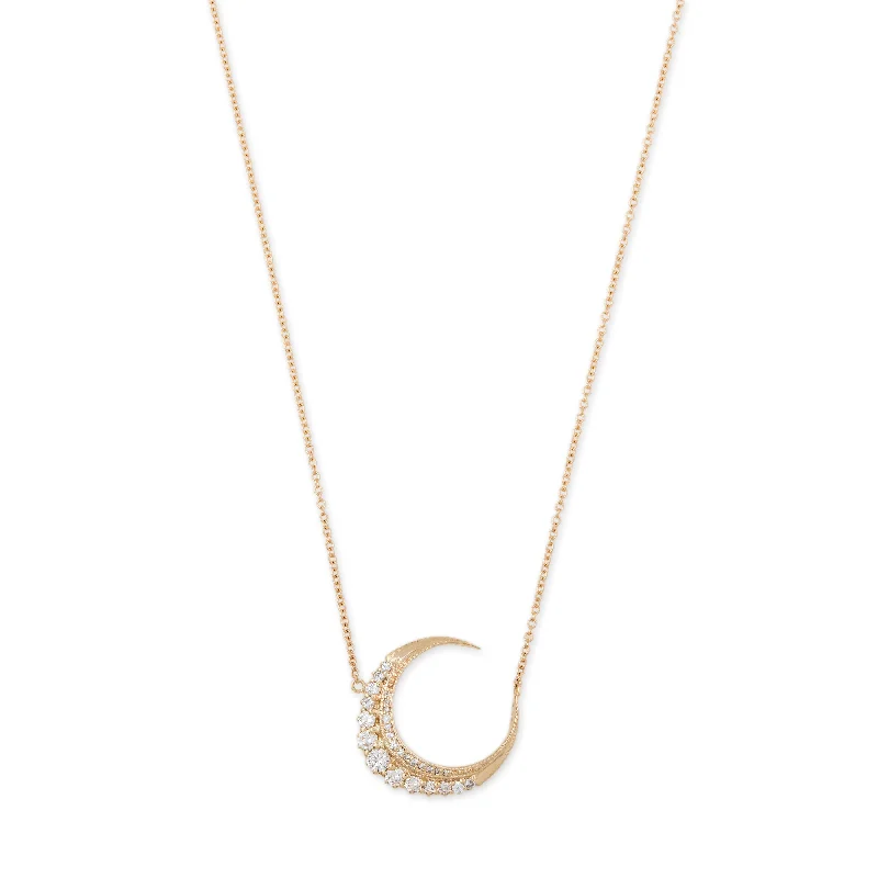 Designer women's necklaces-MINI DIAMOND CRESCENT MOON NECKLACE