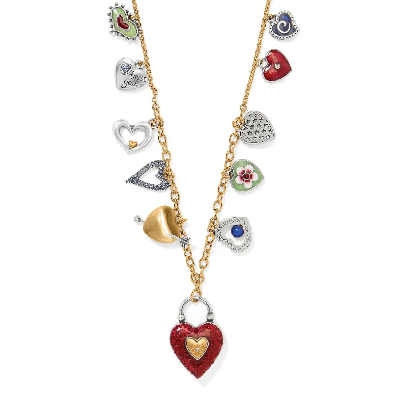 Women's wedding necklaces-One Heart Long Necklace