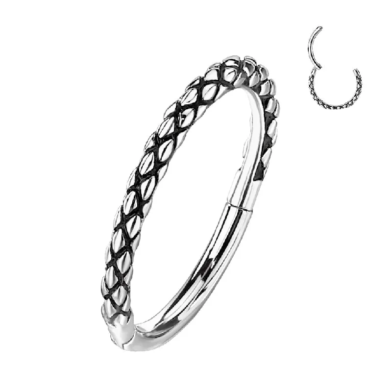 Women's sun rings-SS316L High Quality Precision Lizard Skin Hinged Segment Ring 18 Gauge - E24