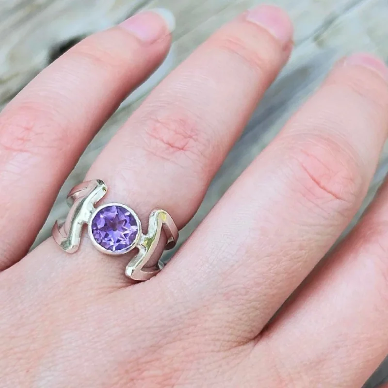 Women's rose gold rings-Amethyst Framed Ring // Size 5 // Ready to Ship