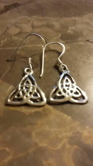 Women's Valentine's Day earrings-Sterling Silver Celtic Double Triquetras Earrings