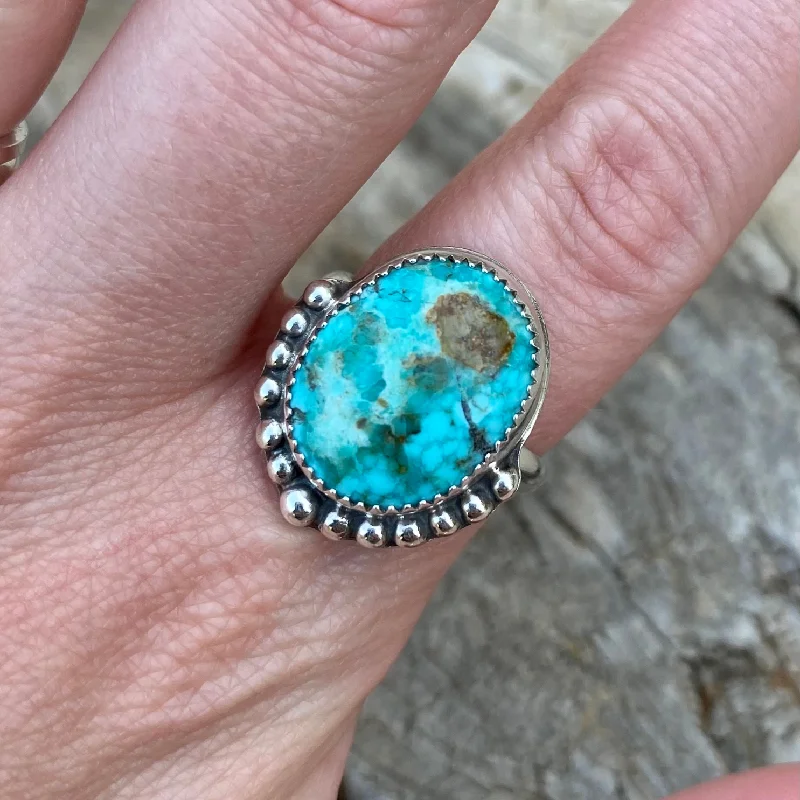 Women's eco-friendly rings-Kingman Turquoise Ring - Size 8.25