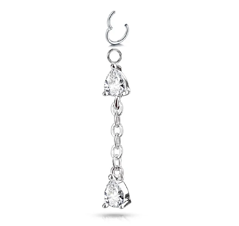 Women's Mother's Day rings-SS316L Jewelled Dangle Charm with 18 Gauge Hinged Ring - CHARM39