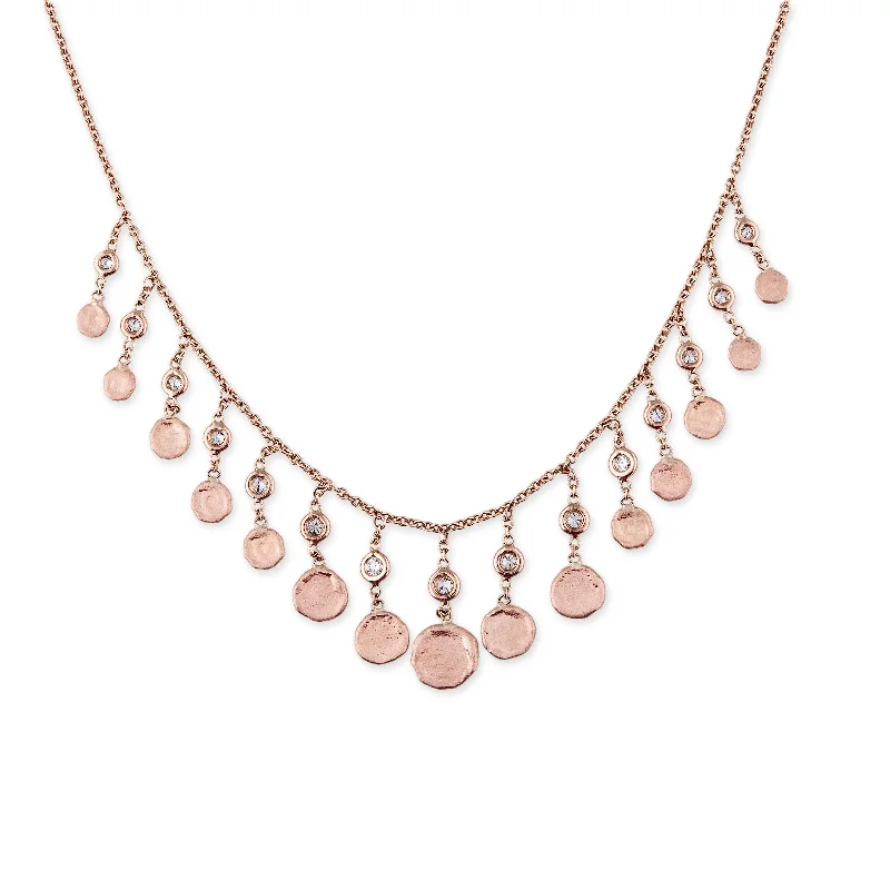 Women's sustainable necklaces-GRADUATED DIAMOND DISC DROP CHOKER