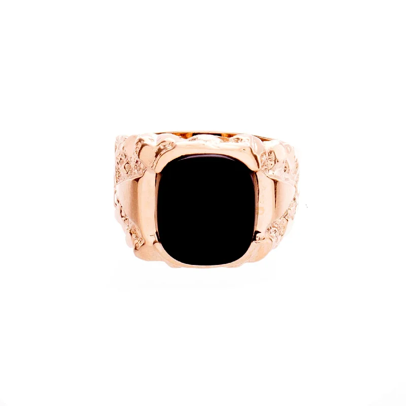 Minimalist women's rings-Mens Nugget Ring with Onyx