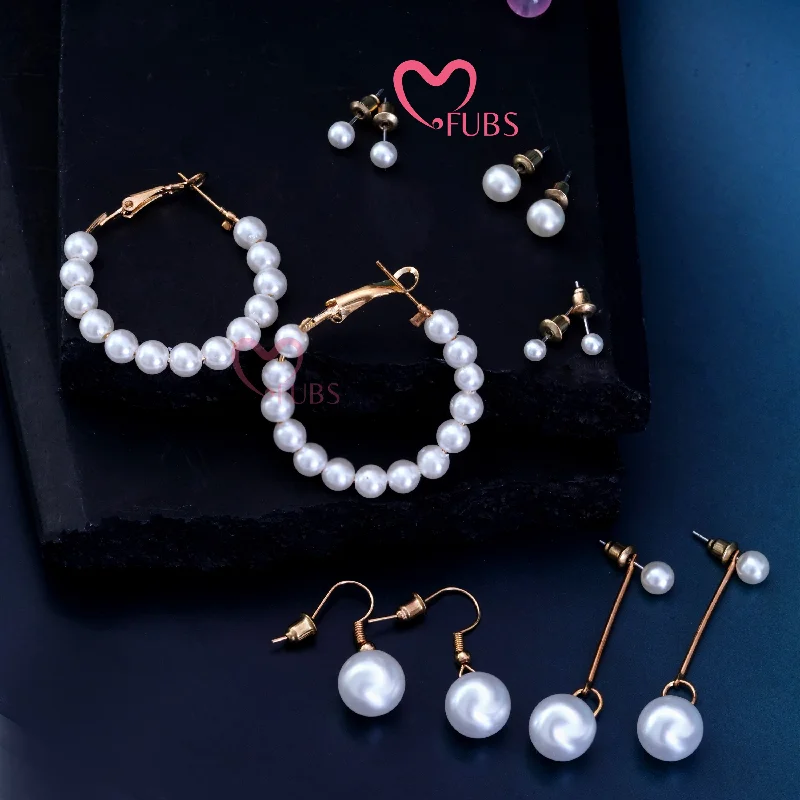 Women's graduation rings-Pearl Harmony Combo 6 Earring Set