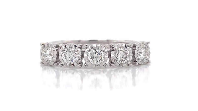 Women's exclusive rings-9ct White Gold 0.55ct Earth Grown Diamond Five Stone Ring