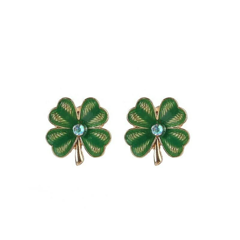 High-end women's earrings-Celtic Four Leaf Clover stud earrings