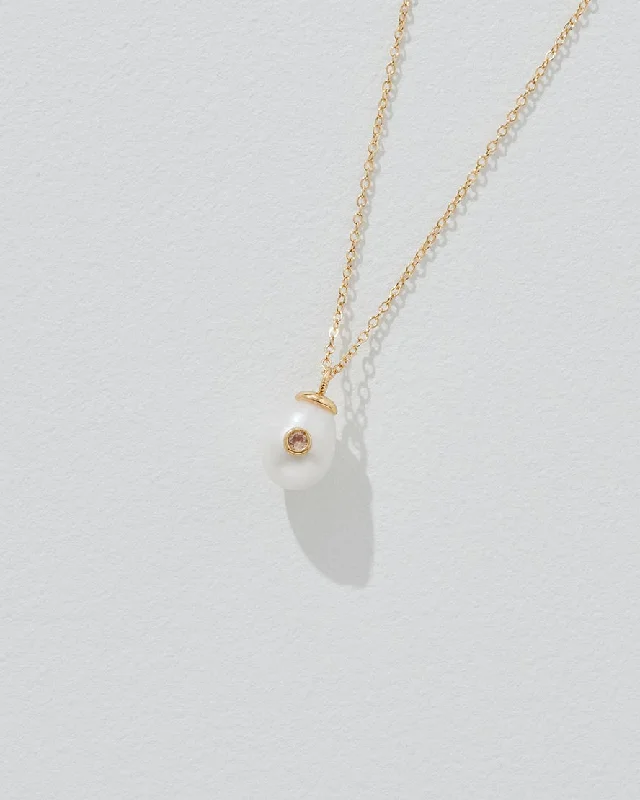 Women's birthstone necklaces-Birthstone Pearl Pendant October