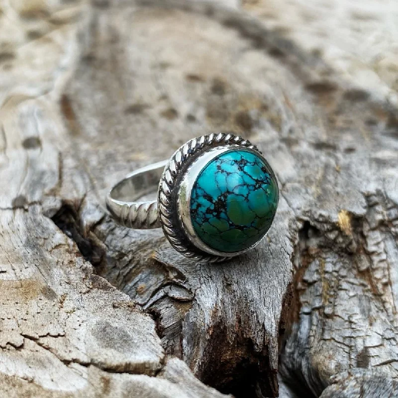 Women's beaded rings-Hubei Turquoise Ring // Size 10