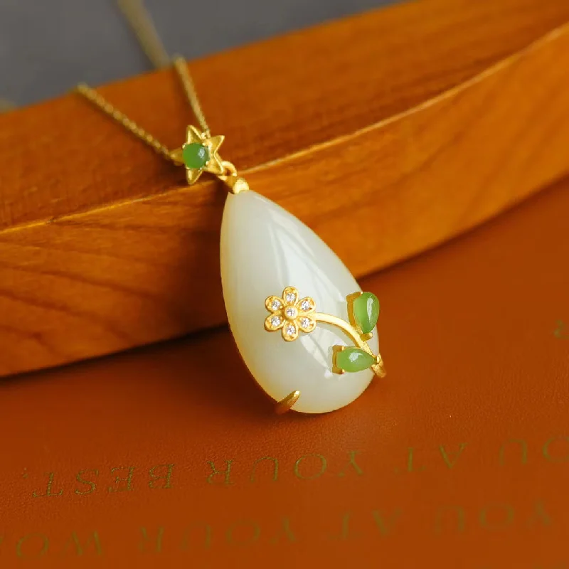 Handmade women's necklaces-Hetian White Jade Peace Pendant