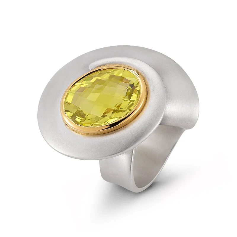 Women's photo rings-Kaleidoscope Lemon Quartz and Sterling Silver Ring