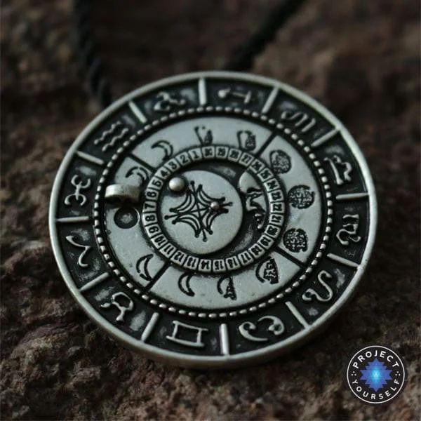 Women's exclusive necklaces-Old Moon Phase Zodiac Amulet