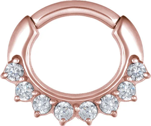 Women's luxury party rings-Rose Gold Jewelled Hinged Ring - E212A