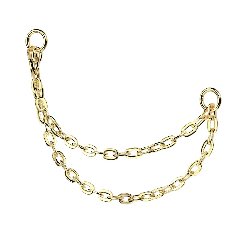 Women's beaded rings-Titanium Gold Chain for Hinged Segment Ring - CHAIN06A