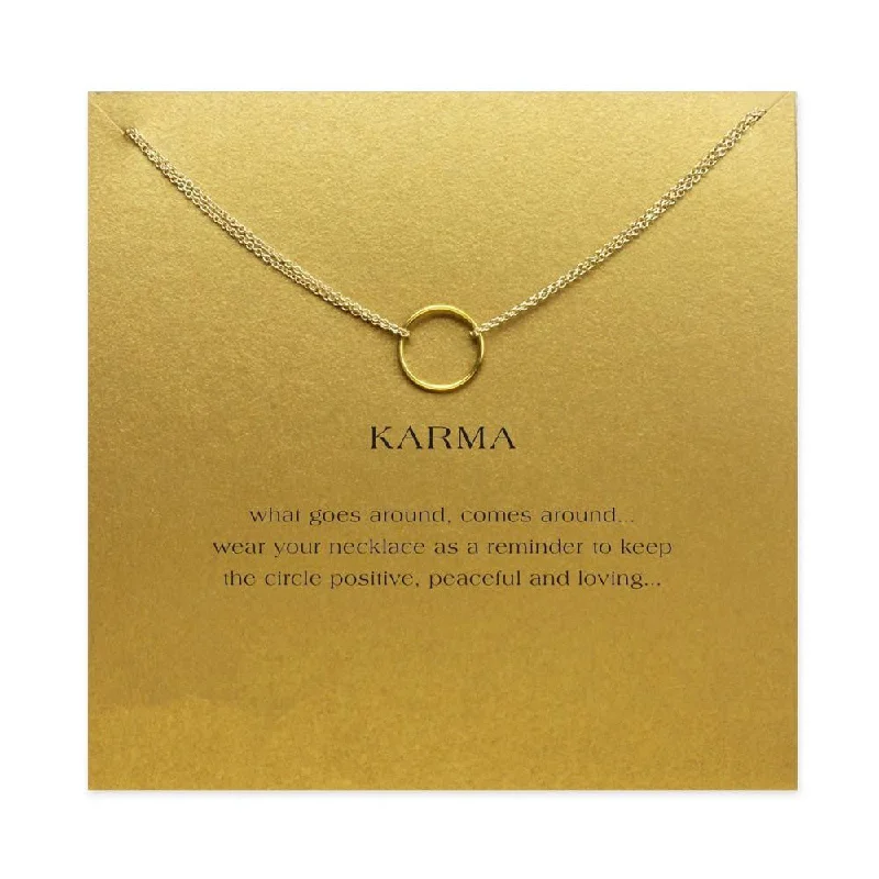 Women's luxury brand necklaces-Double Chain Karma Circle Pendant Necklace