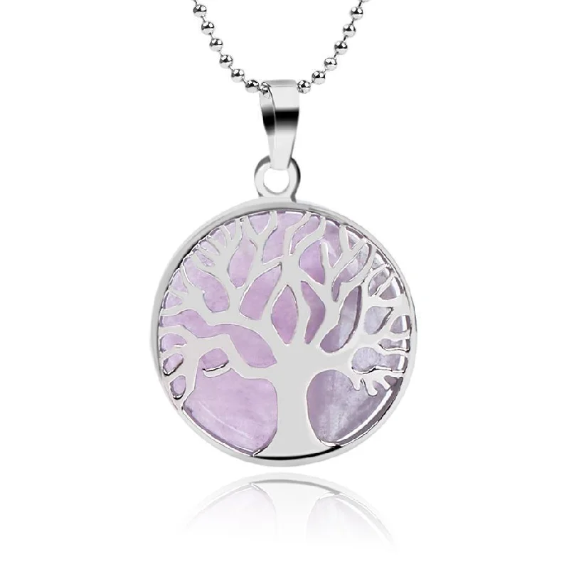 Women's seasonal necklaces-Tree Of Life Healing Stone Openwork Necklace