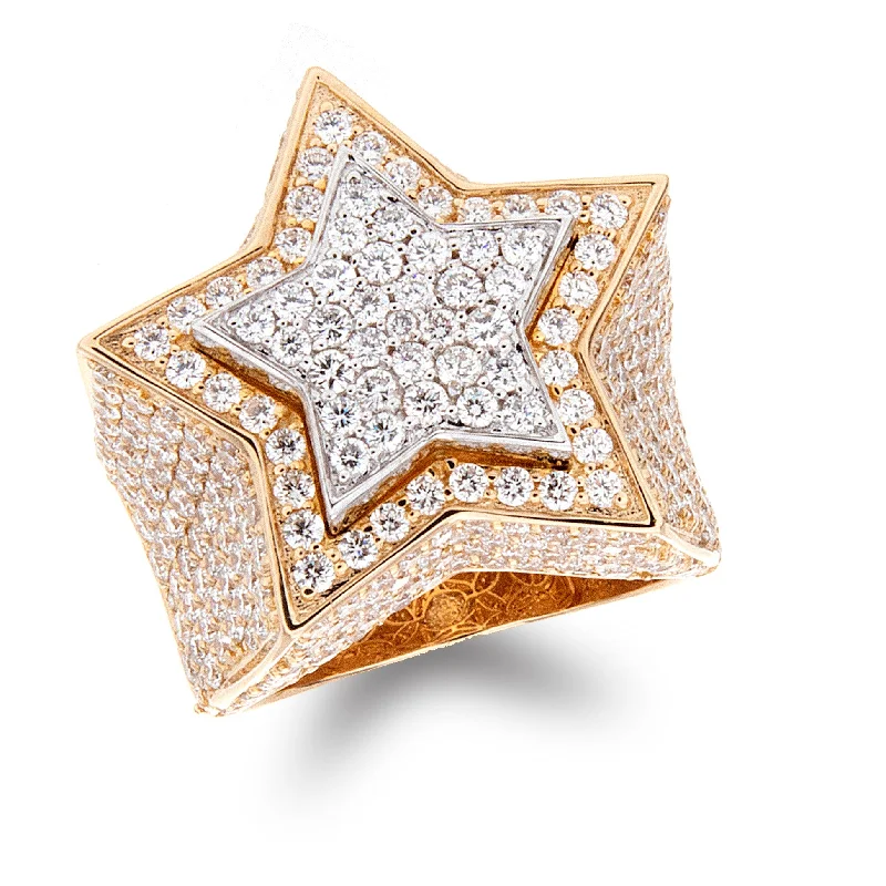 Women's art deco rings-Mens Pave Star Ring