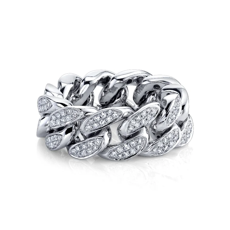 Women's photo rings-MEN'S DIAMOND FLAT LINK RING