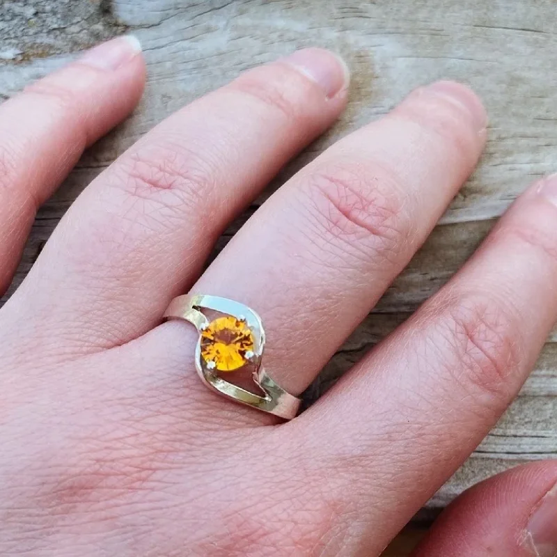 Women's K gold rings-Twisted Citrine Ring // Size 8.5 // Ready to Ship