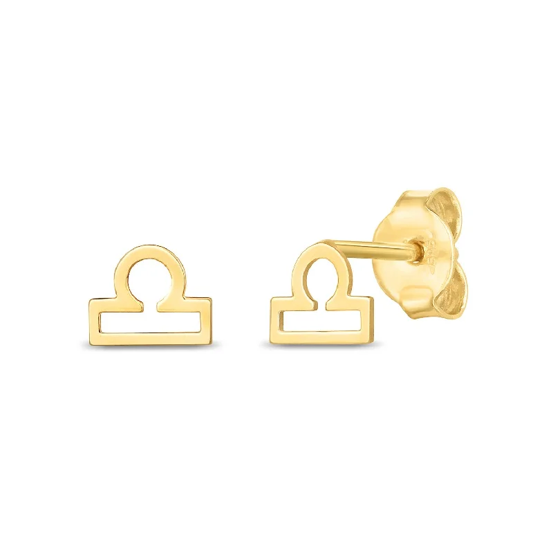 Women's threader earrings-14k Yellow Gold Libra Stud Earrings