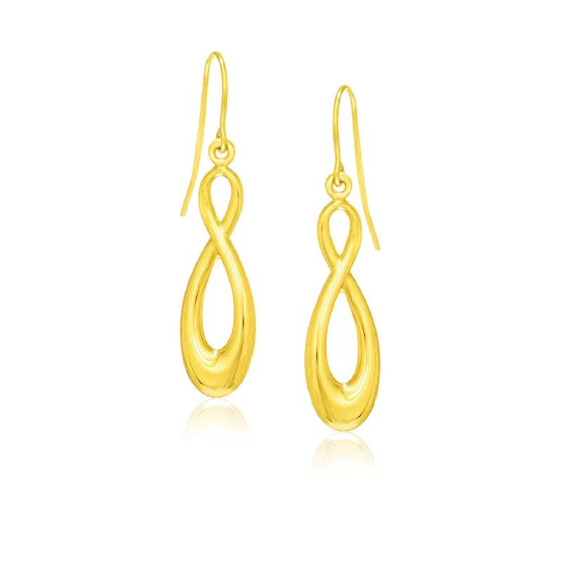 Women's graduation earrings-14k Yellow Gold Polished Earrings in Infinity Design