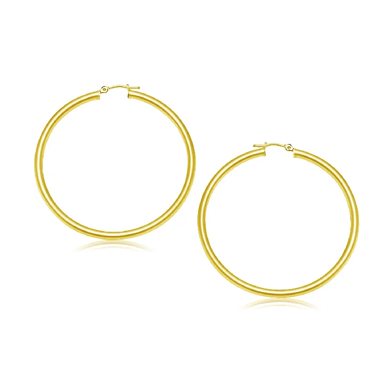 Women's drop earrings-14k Yellow Gold Polished Hoop Earrings (3x30mm)