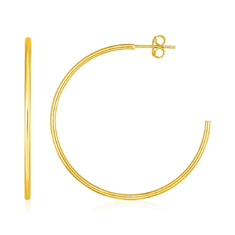 Women's modern earrings-14k Yellow Gold Polished Hoop Earrings(1.5x40mm)