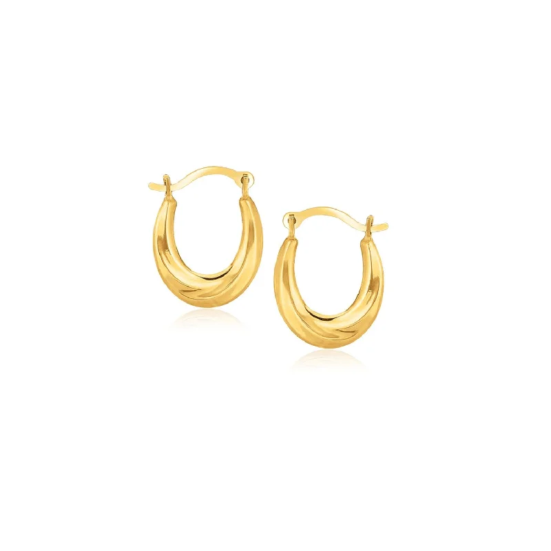 Women's crystal earrings-10k Yellow Gold Oval Hoop Earrings