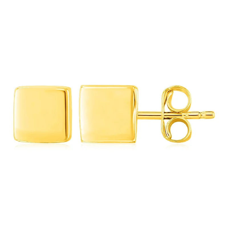 Women's formal earrings-14k Yellow Gold Polished Cube Post Earrings