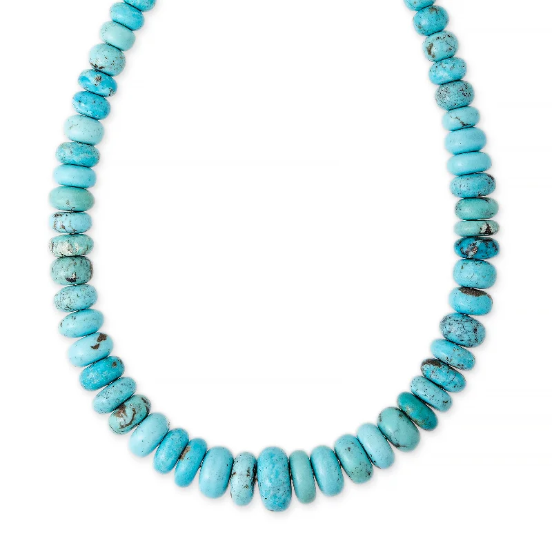 Women's choker necklaces-MEDIUM GRADUATED TURQUOISE BEADED NECKLACE