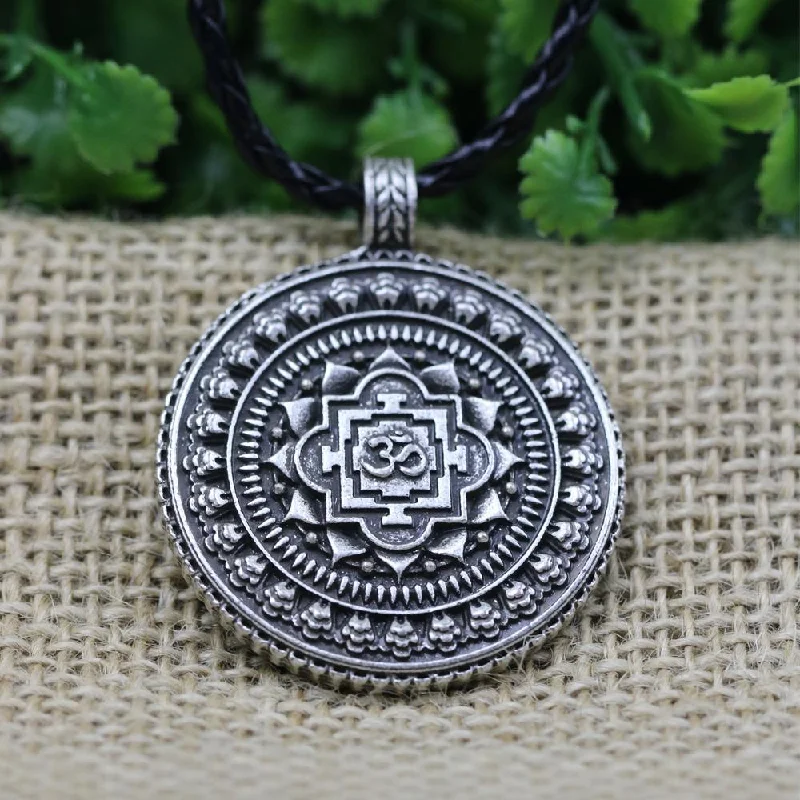 Modern women's necklaces-Sacred Geometry Om Mandala Necklace