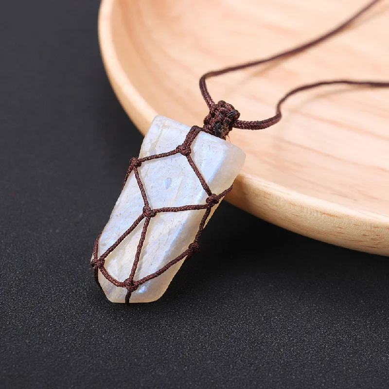 Women's rose gold necklaces-Rainbow Moonstone Energy Necklace