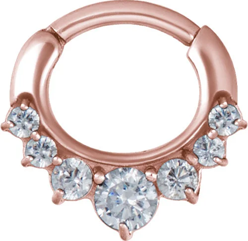 Women's heirloom rings-Rose Gold Jewelled Hinged Ring - E213A