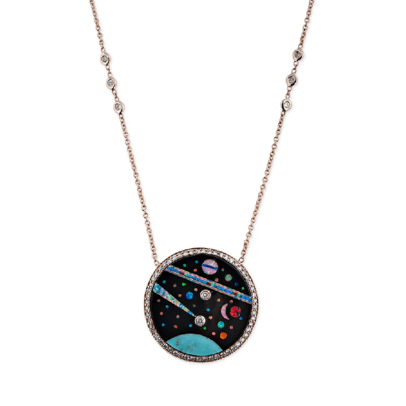 Women's minimalist necklaces-PAVE GALAXY INLAY NECKLACE