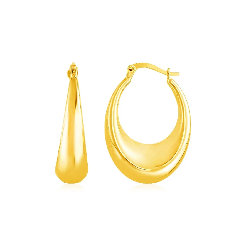 Women's personalized earrings-14k Yellow Gold Polished Puffed Hoop Earrings