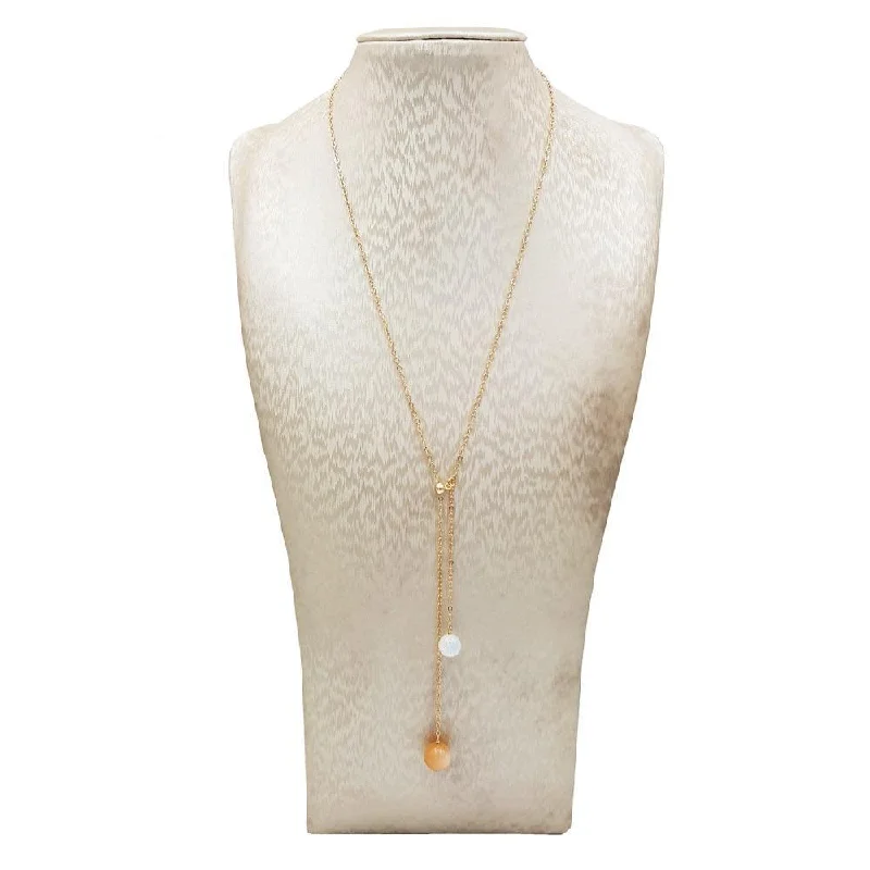 Women's heart-shaped necklaces-"Night and Day" Natural Sunstone and Moonstone 9K Gold Necklace