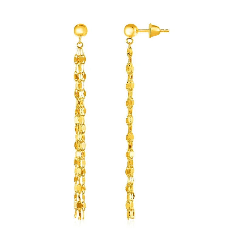 Women's modern design earrings-14k Yellow Gold Polished Drop Earrings