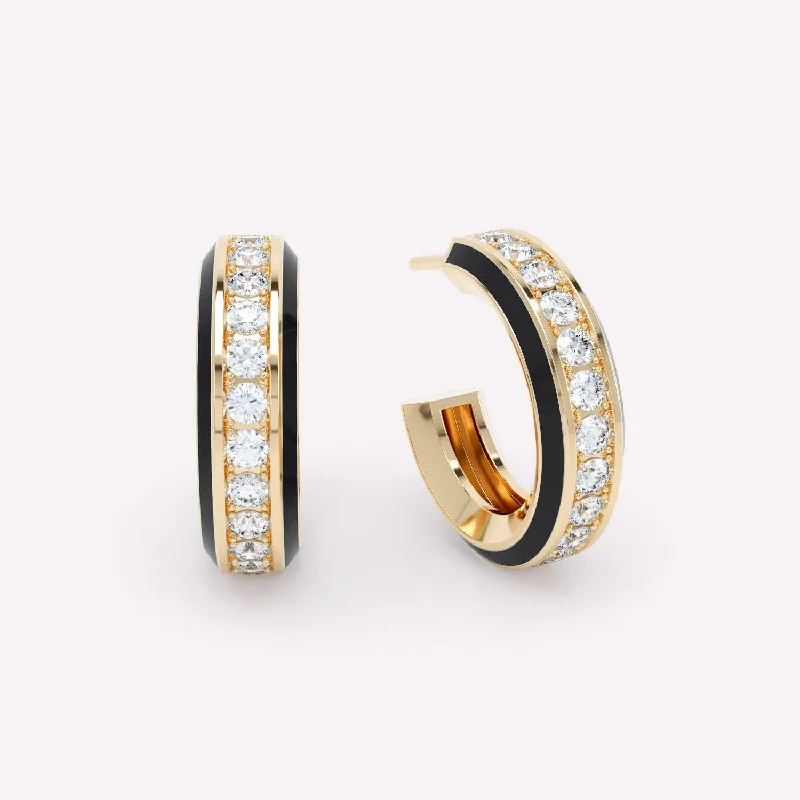 Women's wedding rings-Eternity Sorte 18K Guld Øreringe m. Lab-Grown Diamanter