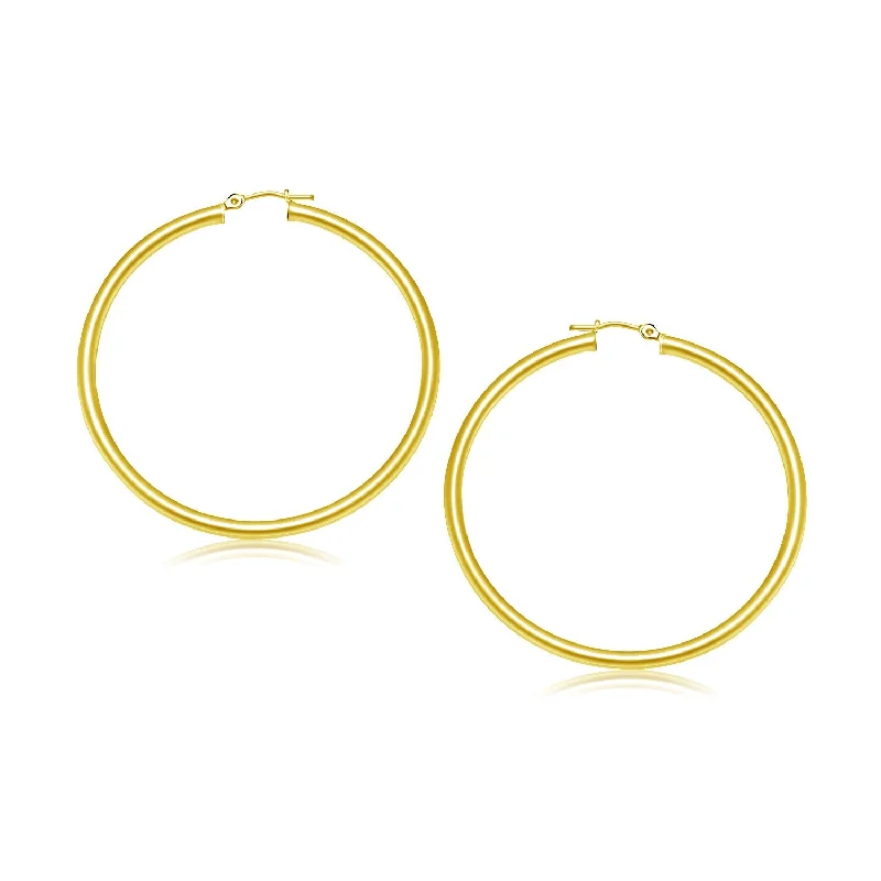 Women's ear cuffs-10k Yellow Gold Polished Hoop Earrings (3x30mm)