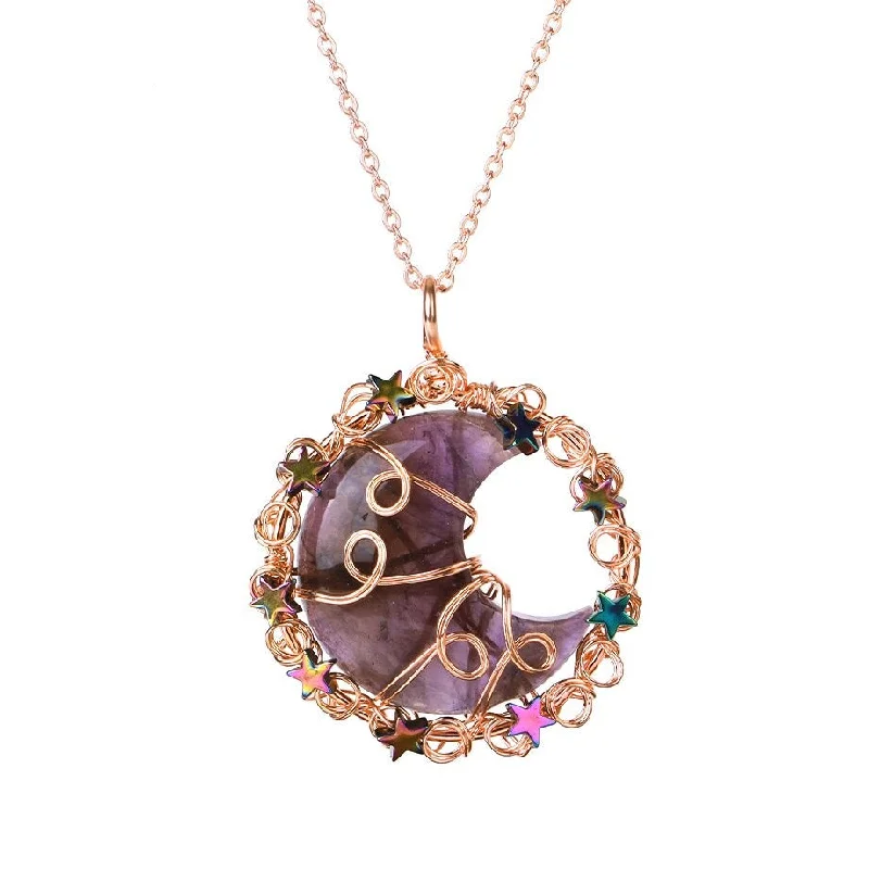 Women's long necklaces-Celestial Healing Amethyst Necklace