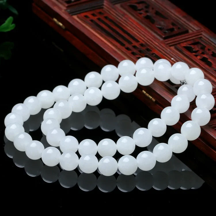 Vintage women's necklaces-White Jade Healer Choker Necklace