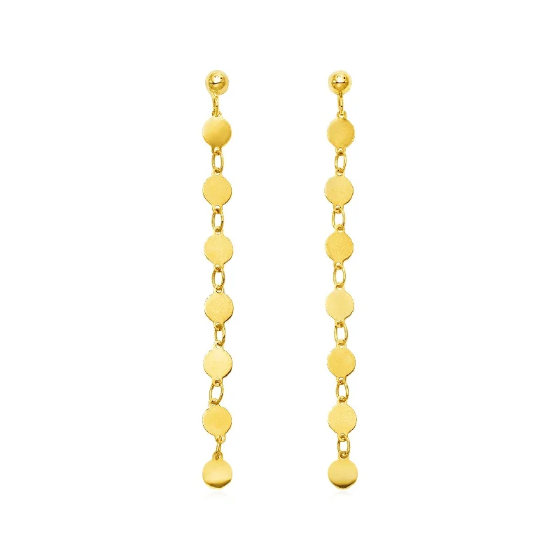 Women's waterproof earrings-14k Yellow Gold Post Dangle Earrings with Polished Circles