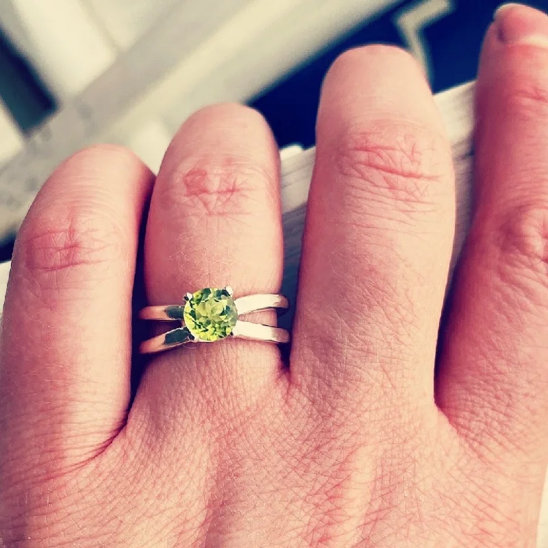 Women's stainless steel rings-Peridot Ring // Size 5.75 // Ready to Ship