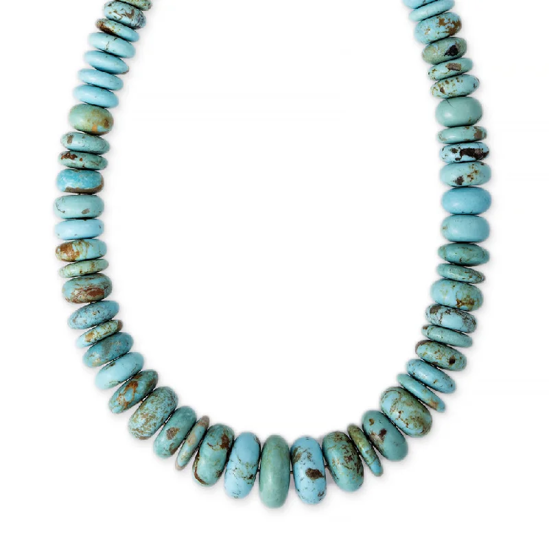 Women's long necklaces-LARGE GRADUATED TURQUOISE BEADED NECKLACE