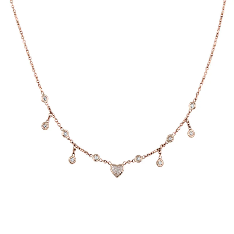 Women's platinum necklaces-HEART CENTER HALF SHAKER NECKLACE