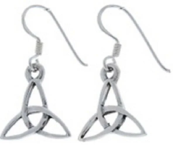 Women's Buddha earrings-Sterling Silver Celtic Trinity Knot Double Sided Earrings